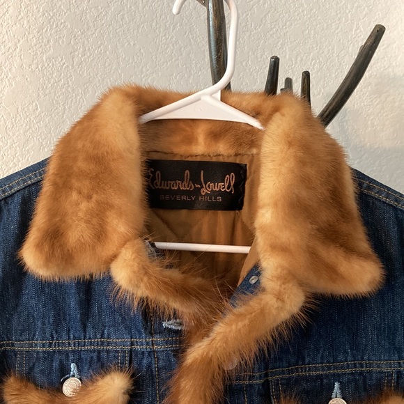 Edwards Lowell Beverly Hills Vintage Jacket With Mink Fur St. Moritz Denim Small - Picture 2 of 12